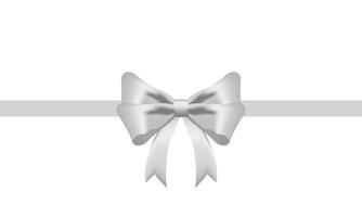 White Ribbon Bow Realistic shiny satin with shadow long horizontal ribbon for decorate your wedding invitation card ,greeting card or gift boxes vector EPS10 isolated on White background.