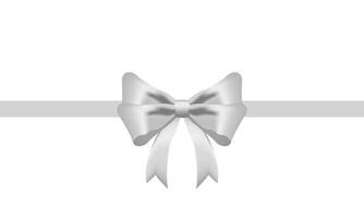 White Ribbon Bow Realistic shiny satin with shadow long horizontal ribbon for decorate your wedding invitation card ,greeting card or gift boxes vector EPS10 isolated on White background.