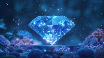 AI generated Blue Diamond Background photo