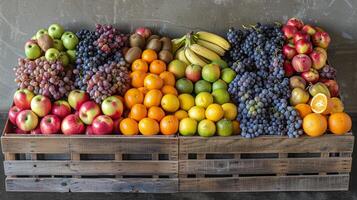 AI generated Crate Filled With Assorted Fruit photo