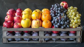 AI generated Crate Filled With Assorted Fruit photo