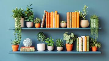 ai generado diverso colección de plantas en estante foto