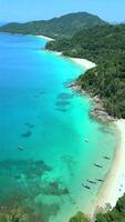 Coastline of Phuket Island, with white sand beaches and turquoise ocean waters. video