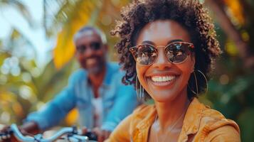 AI generated Man and Woman Smiling for Camera photo