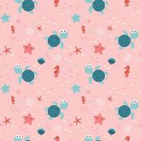 Cute pattern on the theme of the underwater world vector