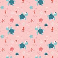 Cute pattern on the theme of the underwater world vector