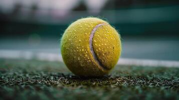 AI generated Tennis Ball on Tennis Court photo