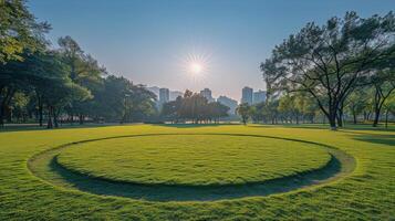 ai generado circulo de césped en parque foto