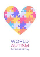 World Autism Awareness Day banner with puzzle heart. vector