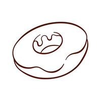 Simple donut icon in line art style. Logo for bakery, menu, restaurant, cafe design. Vector illustration isolated on a white background.