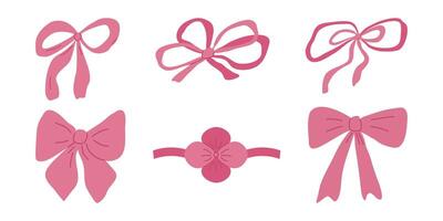 Collection of hand drawn ribbon bows isolated. vector