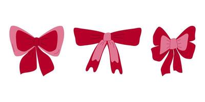 Collection of hand drawn ribbon bows isolated. vector