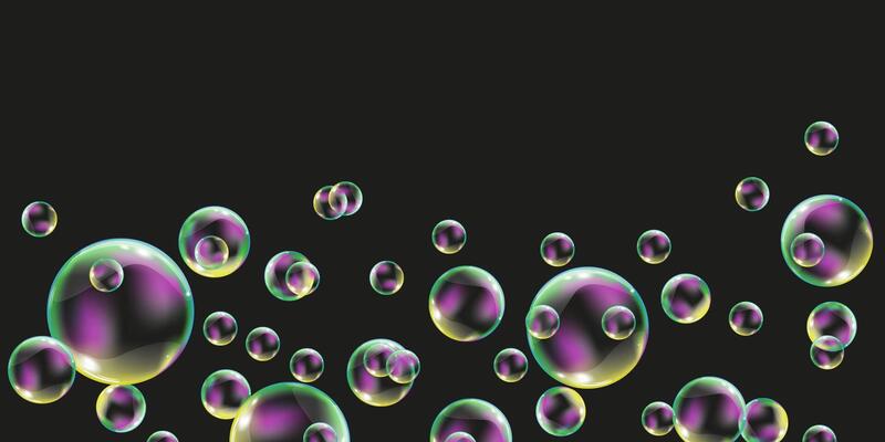 Transparent liquid forms water drops soap bubble.