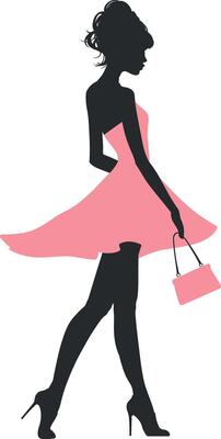 girl in a pink dress without background
