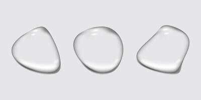 Transparent liquid forms water drops set. vector