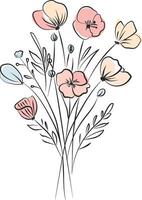 bouquet of flowers drawing without background vector