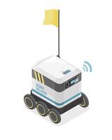 Delivery Robot service future technology to Send Foods in city auto logistic system isometric isolated cartoon vector