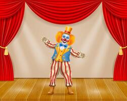 cheerful clown actor and circus character vector illustration isolated on background