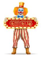 cheerful clown actor and circus character vector illustration isolated on background