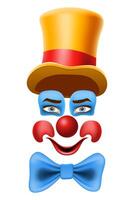 cheerful clown actor and circus character vector illustration isolated on background