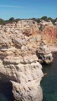 Vertical Video of Beautiful Seascape in Algarve, Portugal Aerial View