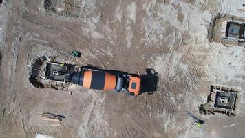 Aerial View of Trucks in the Construction Site video