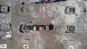 Aerial View of Trucks in the Construction Site video