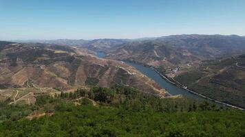 Flying Over Beautiful Nature Landscape in Douro Valley Region Portugal video