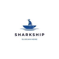 Sailing boat combine with shark logo design on isolated background vector