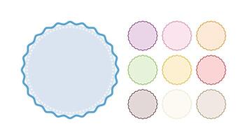 Set Of Decorative Round Frame Plain Stickers Border with Delicate Details Vector Design