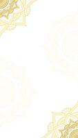 Celestial Whiteness Blank Vertical Vector Background Textured with Gilded Lotus Mandala Texture