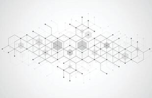 Abstract geometric boxes pattern dot line connection background. Modern technology with square mesh. Geometric on white background with lines. Cube cell. Vector illustration