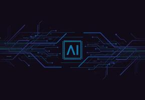 Artificial intelligence chipset on circuit board in futuristic concept technology artwork for web, banner, card, cover. Vector illustration
