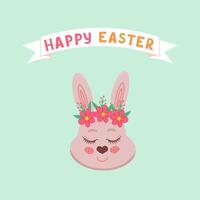 Easter rabbit card, bunny. Illustration for printing, backgrounds, covers and packaging. Image can be used for greeting cards, posters, stickers and textile. Isolated on white background. vector