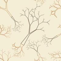 Editable Vector of Outline Style Leafless Tree Illustration Seamless Pattern for Creating Background of Autumn Seasonal Themed Project or Earth Day Campaign and Green Life Environment