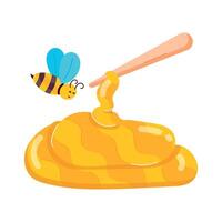 Honey Desserts Flat Stickers vector