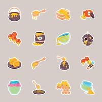 Set of Flat Style Honey Stickers vector