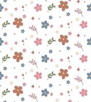 Seamless pattern with hand drawn colorful flowers vector