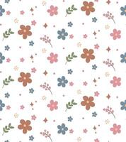 Seamless pattern with hand drawn colorful flowers vector