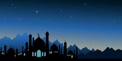 Islamic background. Ramadan Kareem vector. Mosque silhouette design illustration. Mosque silhouette background design similar for greetings, invitations, templates, banners, websites, or background. vector