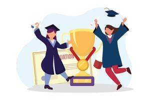 Graduation Day Flat Illustration Design vector