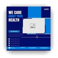 Professional medical healthcare service social media post template design vector