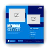 Professional medical healthcare service social media post template design vector