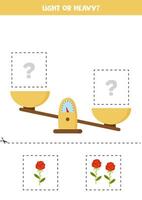 Light, heavy or equal. Cut pictures below and glue to the right box. vector