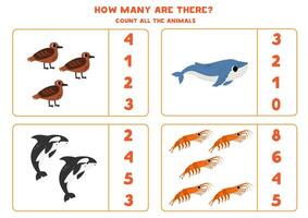 contar todas antártico animales y circulo el correcto respuestas vector