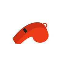 Vector illustration of red whistle isolated on white background.