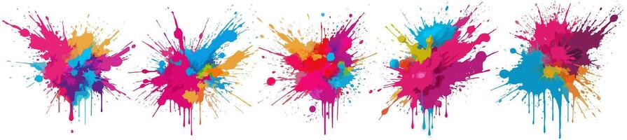 Colorful splashed in grunge style. Vector isolated collection