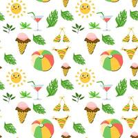 Summer hand drawn seamless background with beach elements vector
