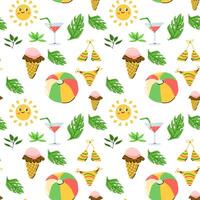 Summer hand drawn seamless background with beach elements vector