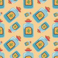 hand drawn mexican tequila seamless pattern vector